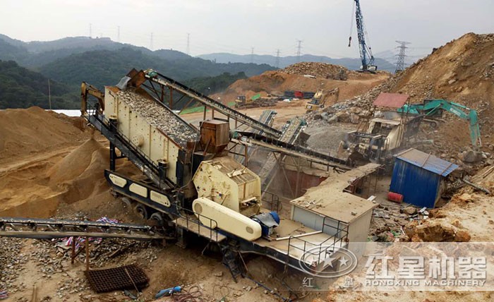 紅星移動石頭破碎站生產(chǎn)現(xiàn)場