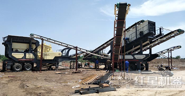 移動式石子破碎機現(xiàn)場